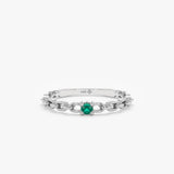 White Gold Single Emerald Ring