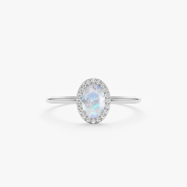 White gold moonstone ring