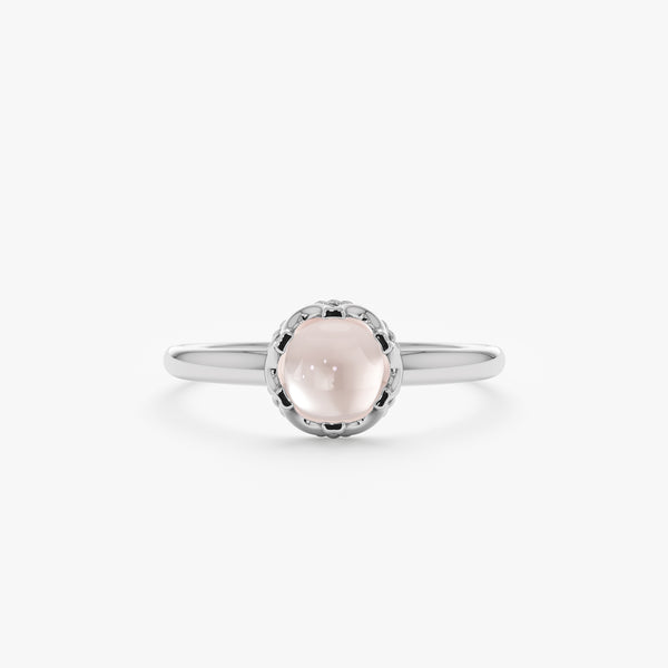 White Gold Rose Quartz Ring