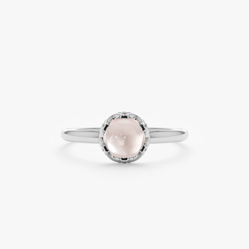 White Gold Rose Quartz Ring