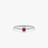 White Gold Handmade Ruby Bezel Ring