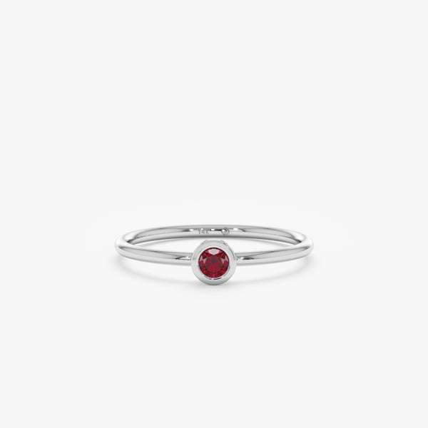White Gold Handmade Ruby Bezel Ring