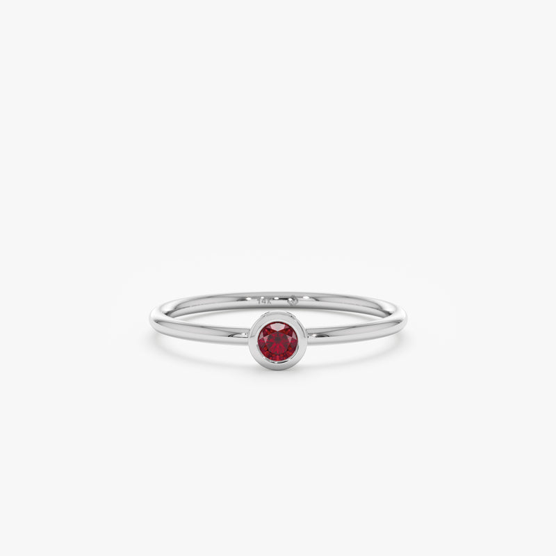 White Gold Handmade Ruby Bezel Ring