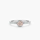 White Gold Diamond and Morganite Ring