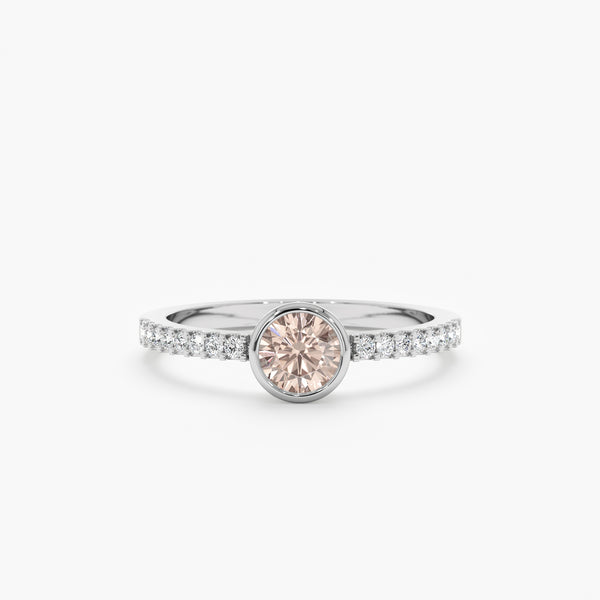 White Gold Diamond and Morganite Ring