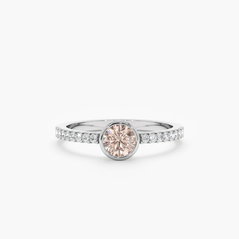 White Gold Diamond and Morganite Ring