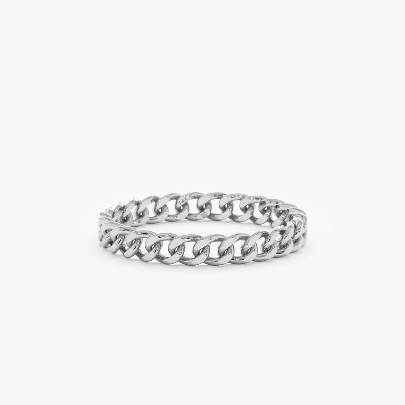 White Gold Cuban Chain Ring