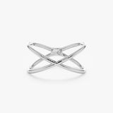 Dainty White Gold X Ring