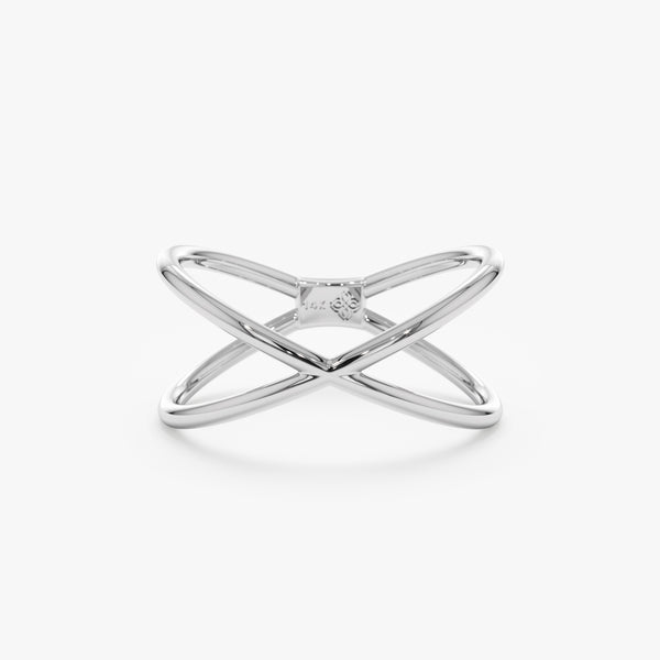 Dainty White Gold X Ring