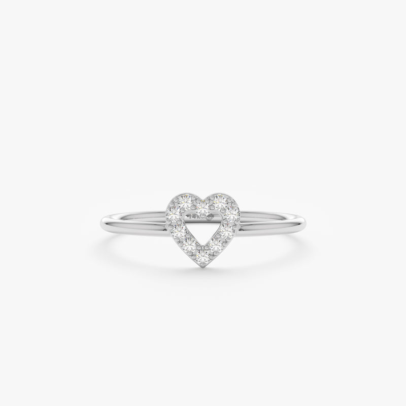 White Gold Diamond Heart Ring