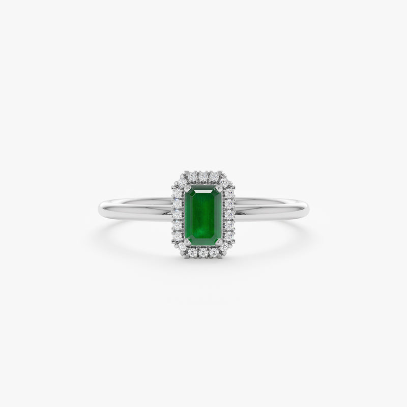 White Gold Emerald Engagement Ring