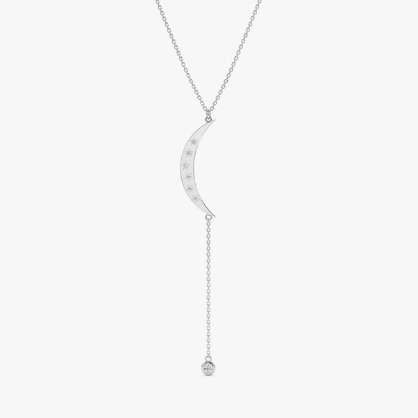 white gold moon natural diamond stars necklace
