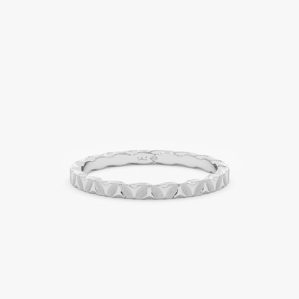 White Gold Hand Hammered Wedding Ring