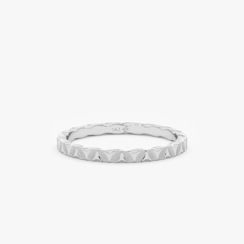 White Gold Hand Hammered Wedding Ring
