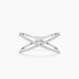 White Gold Diamond X Ring