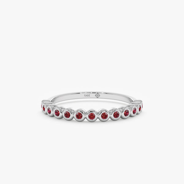White Gold Ruby Half Eternity Band