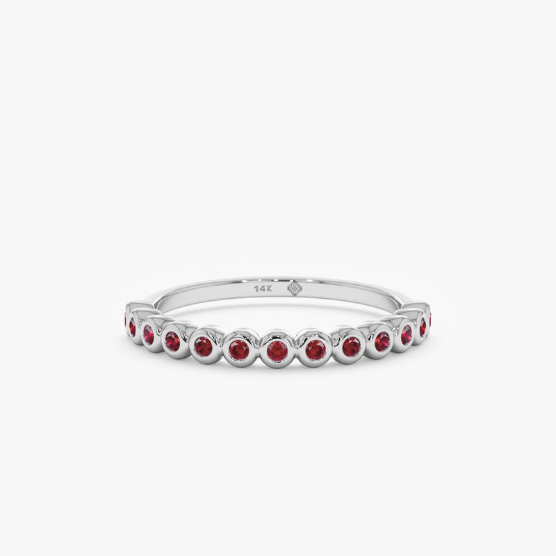 White Gold Ruby Half Eternity Band