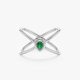 white gold pear cut natural emerald band