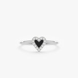 White Gold Diamond Enamel Heart Ring