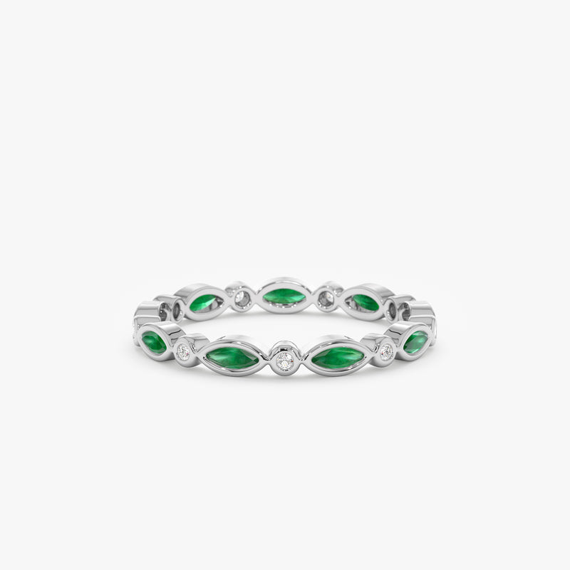 white gold emerald ring