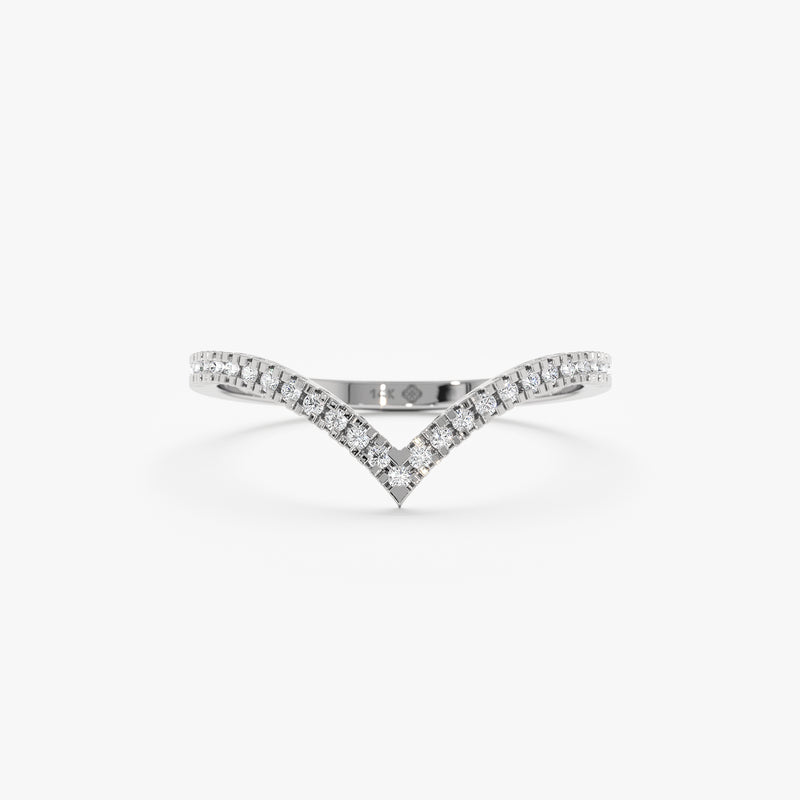 White Gold Diamond V Ring