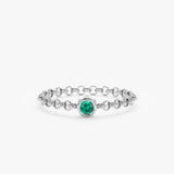 White Gold Emerald Chain Ring