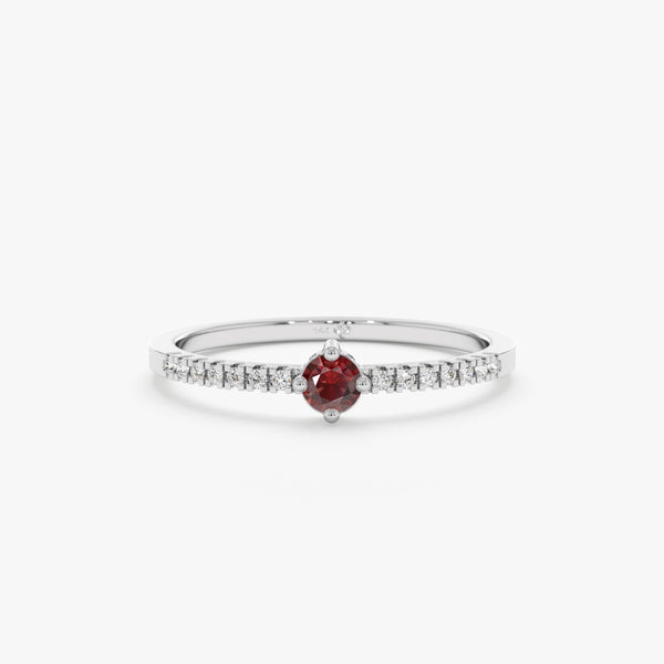 White Gold Handmade Garnet Ring
