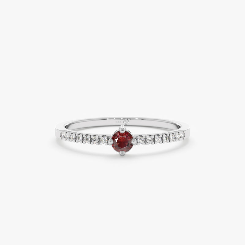 White Gold Handmade Garnet Ring