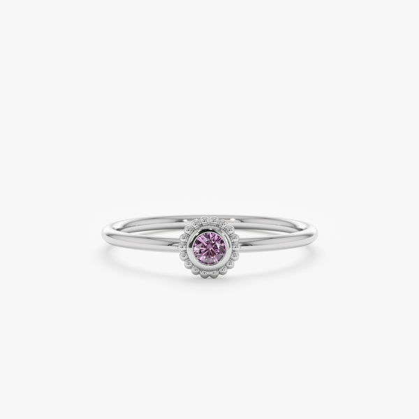 Handmade White Gold Amethyst Ring