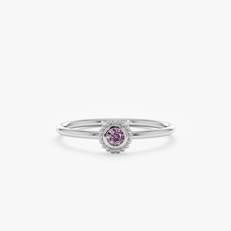 Handmade White Gold Amethyst Ring