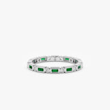 White Gold Emerald Diamond Eternity Band