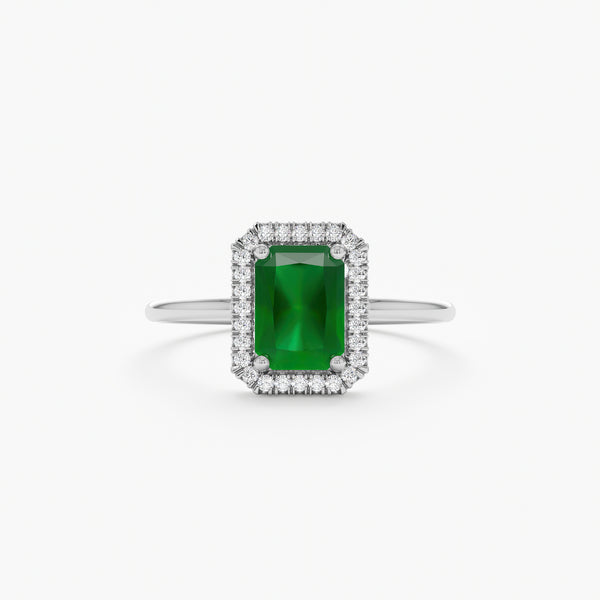 White Gold Emerald Engagement Ring
