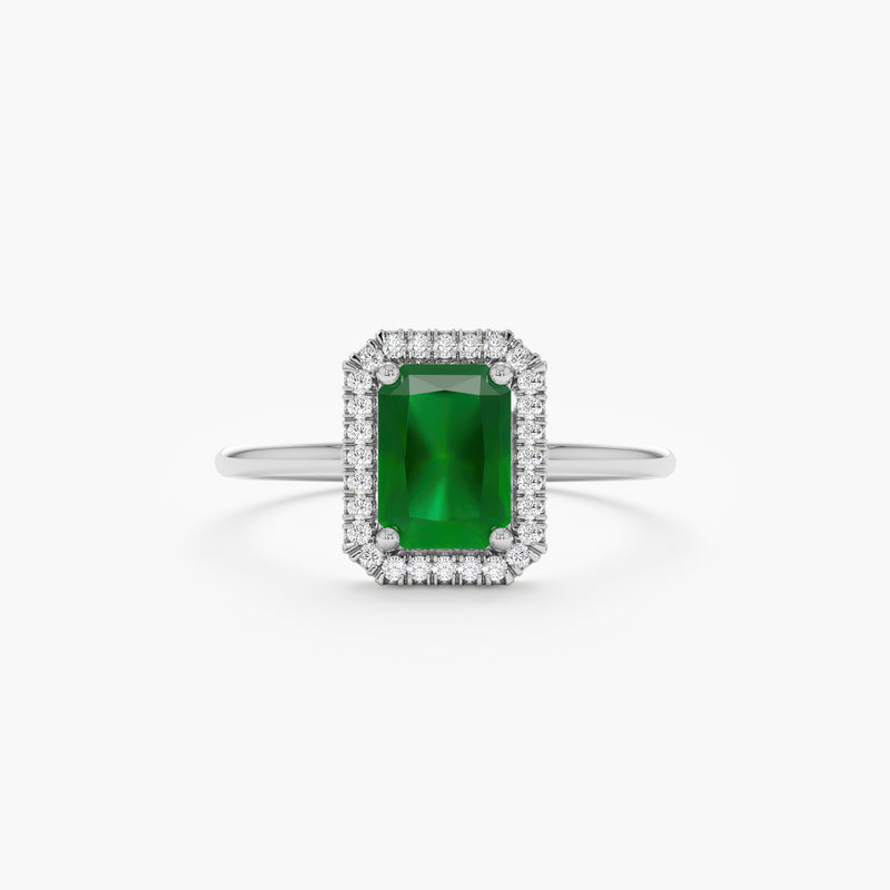 White Gold Emerald Engagement Ring