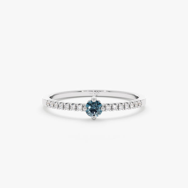 White Gold Diamond Blue Topaz Ring