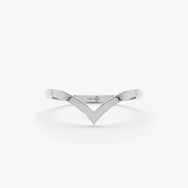 White Gold V Ring