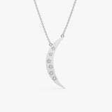 white gold moon necklace with starburst natural diamondsetting