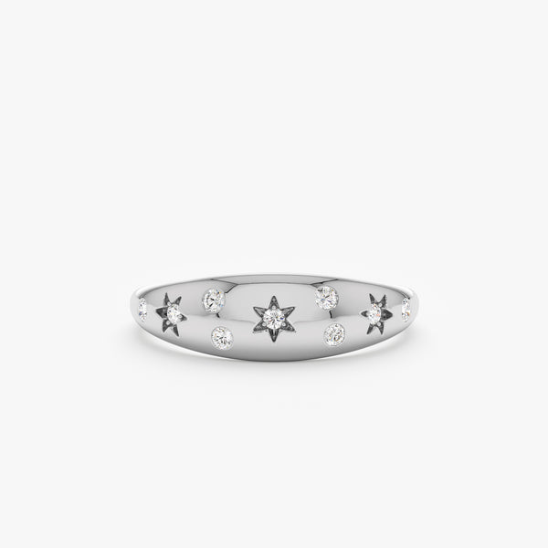 White Gold Multi Star Ring