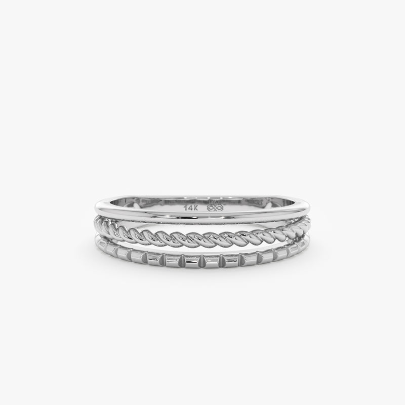 White Gold Textured Ring