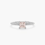 White Gold Prong Set Rose Quartz Ring