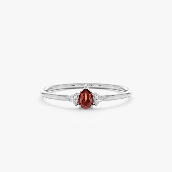 White Gold Diamond Garnet Ring