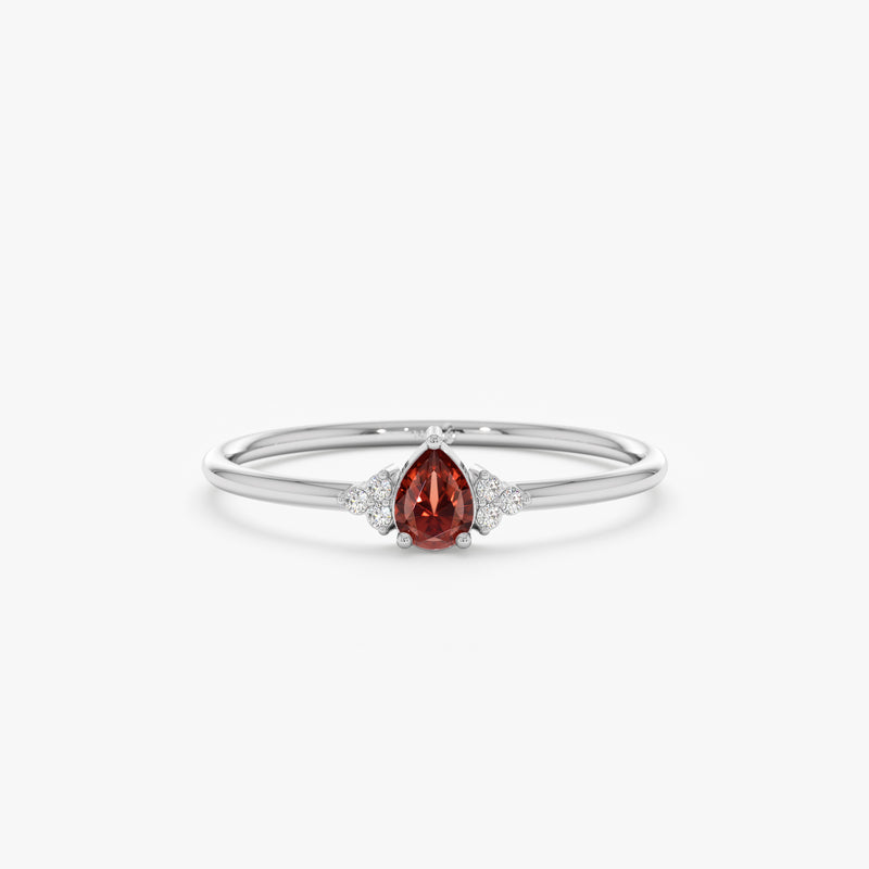 White Gold Diamond Garnet Ring