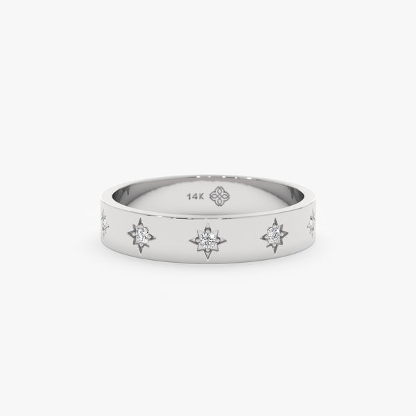 White gold starburst diamond ring