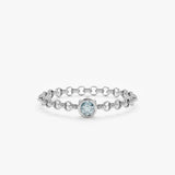 White Gold Aquamarine Chain Ring
