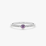 White Gold Amethyst Diamond Ring