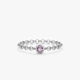 White Gold Amethyst Chain Ring