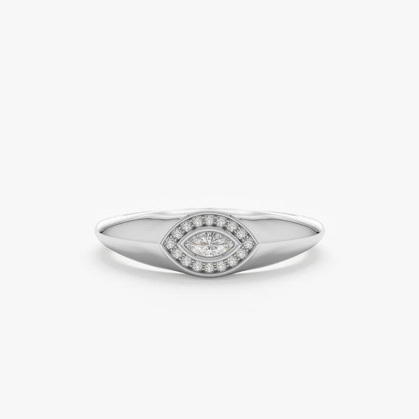 White Gold Diamond Evil Eye Ring