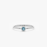 White Gold Blue Diamond Bezel Ring