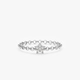 White Gold Diamond Star Chain Ring