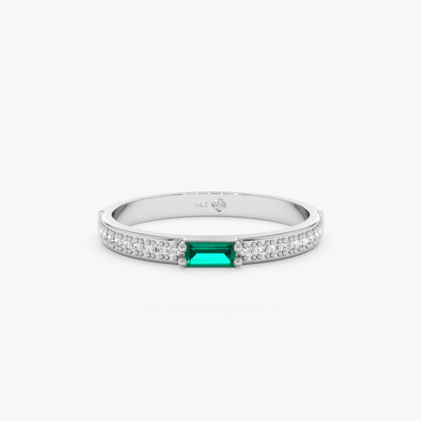 White Gold Emerald and Diamond