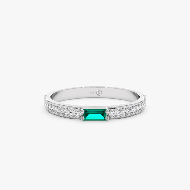 White Gold Emerald and Diamond